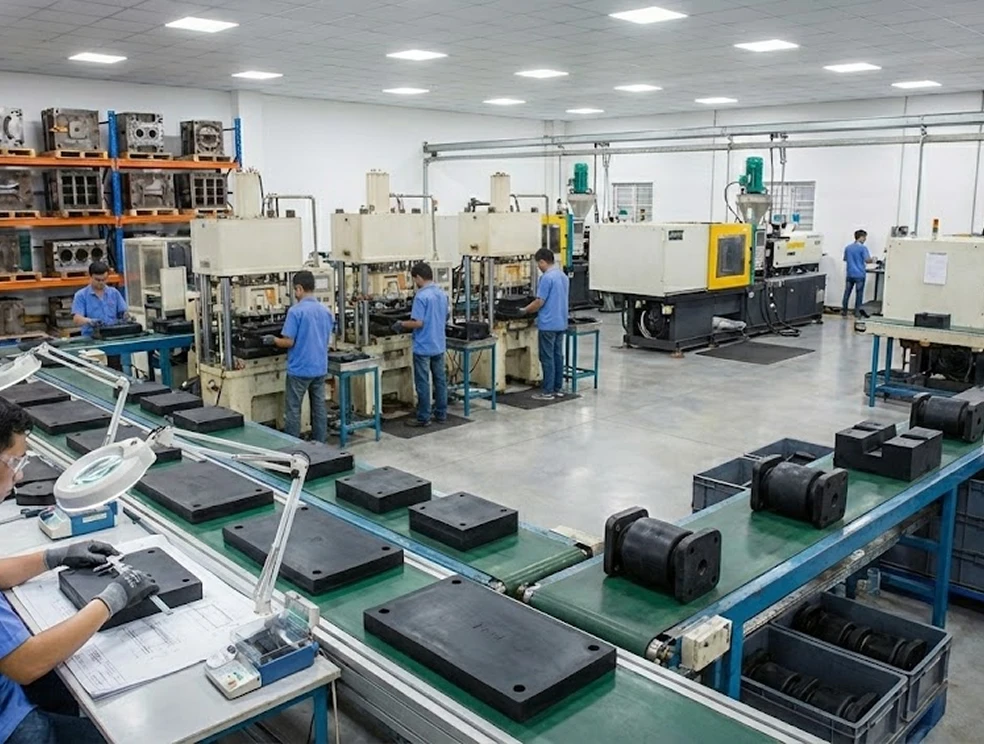 Construção civil com itens de borracha